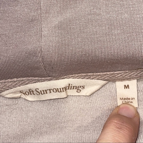 Soft Surroundings Tan Hooded Teddy Pullover Top M - Picture 10 of 13